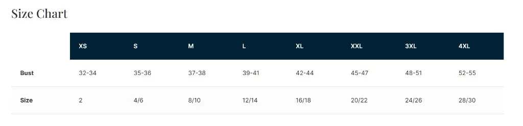 Size chart LK112.webp