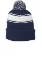 Matthews Sport-Tek® Stripe Pom Pom Beanie